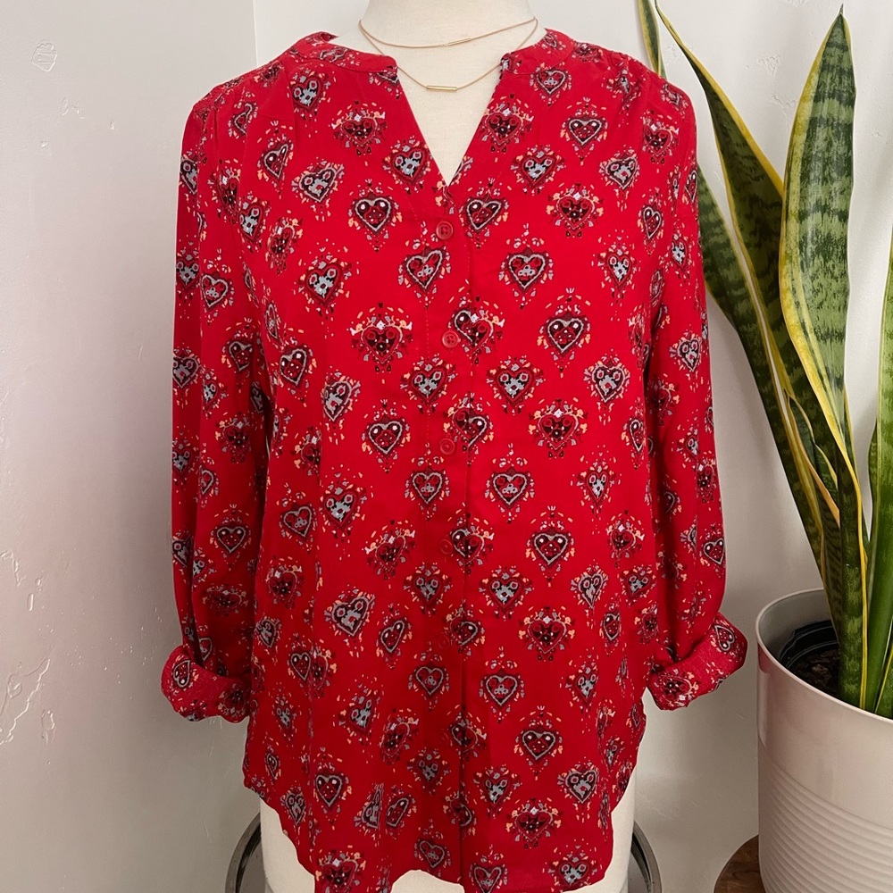 Beachlunchlounge Vibrant Patterned Button Up Blou… - image 2